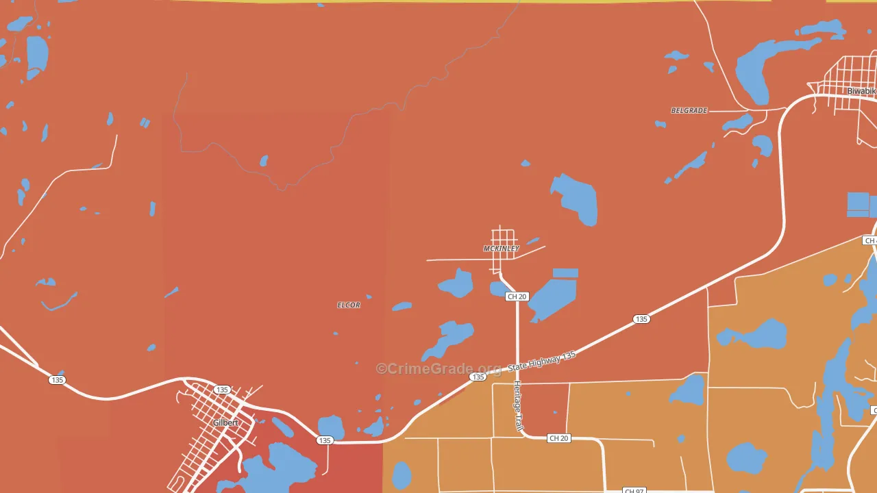McKinley, MN Map of Burglary Rates