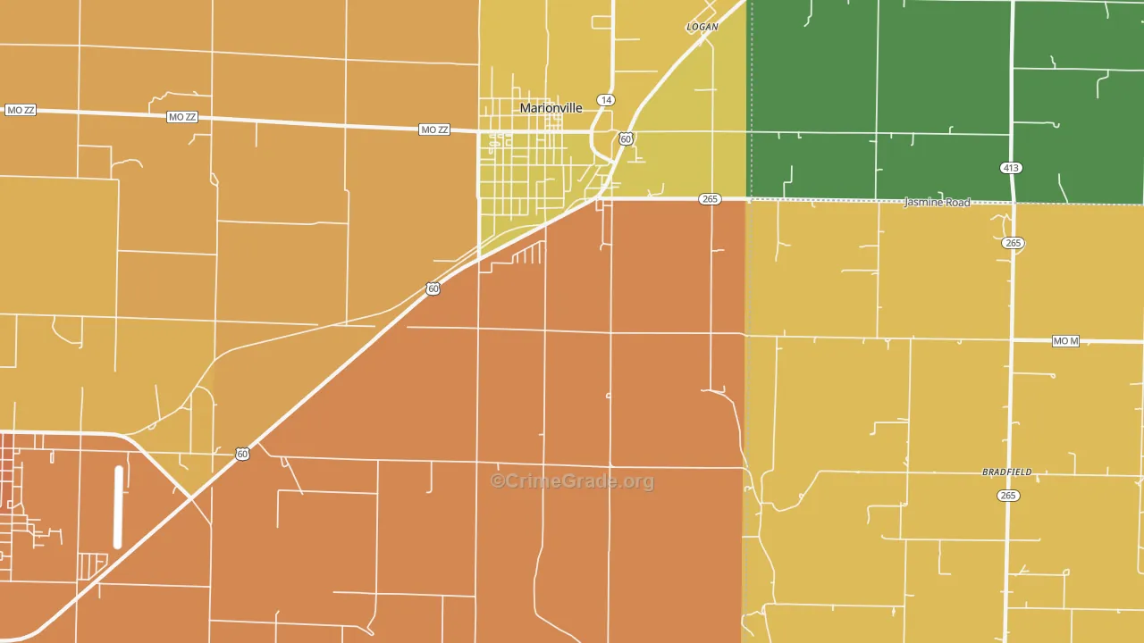 McKinley, MO Map of Burglary Rates