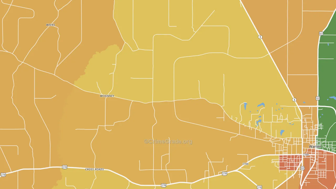 McKinney, AR Map of Burglary Rates
