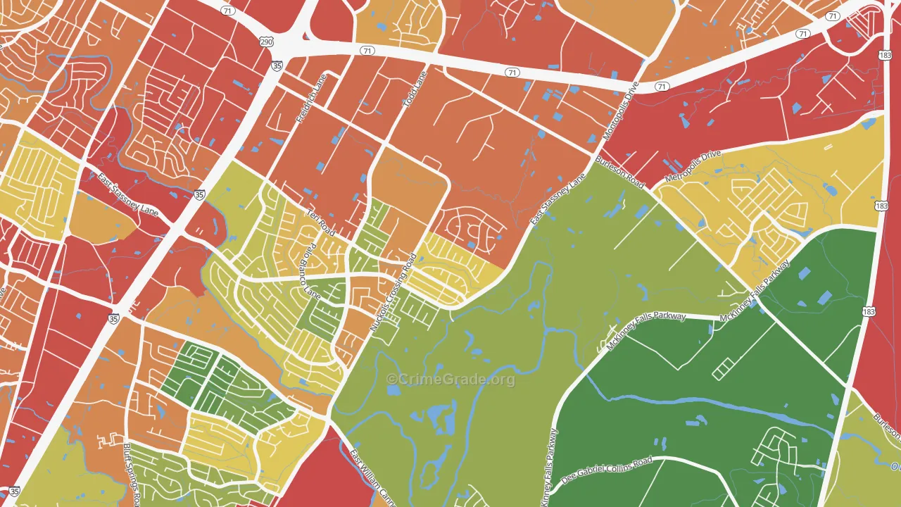 McKinney, Austin, TX Map of Burglary Rates
