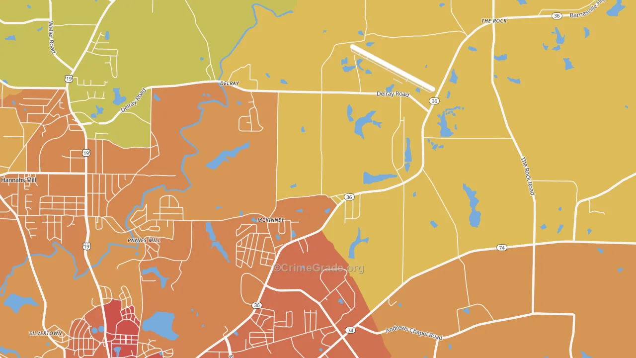 McKinney, GA Map of Burglary Rates