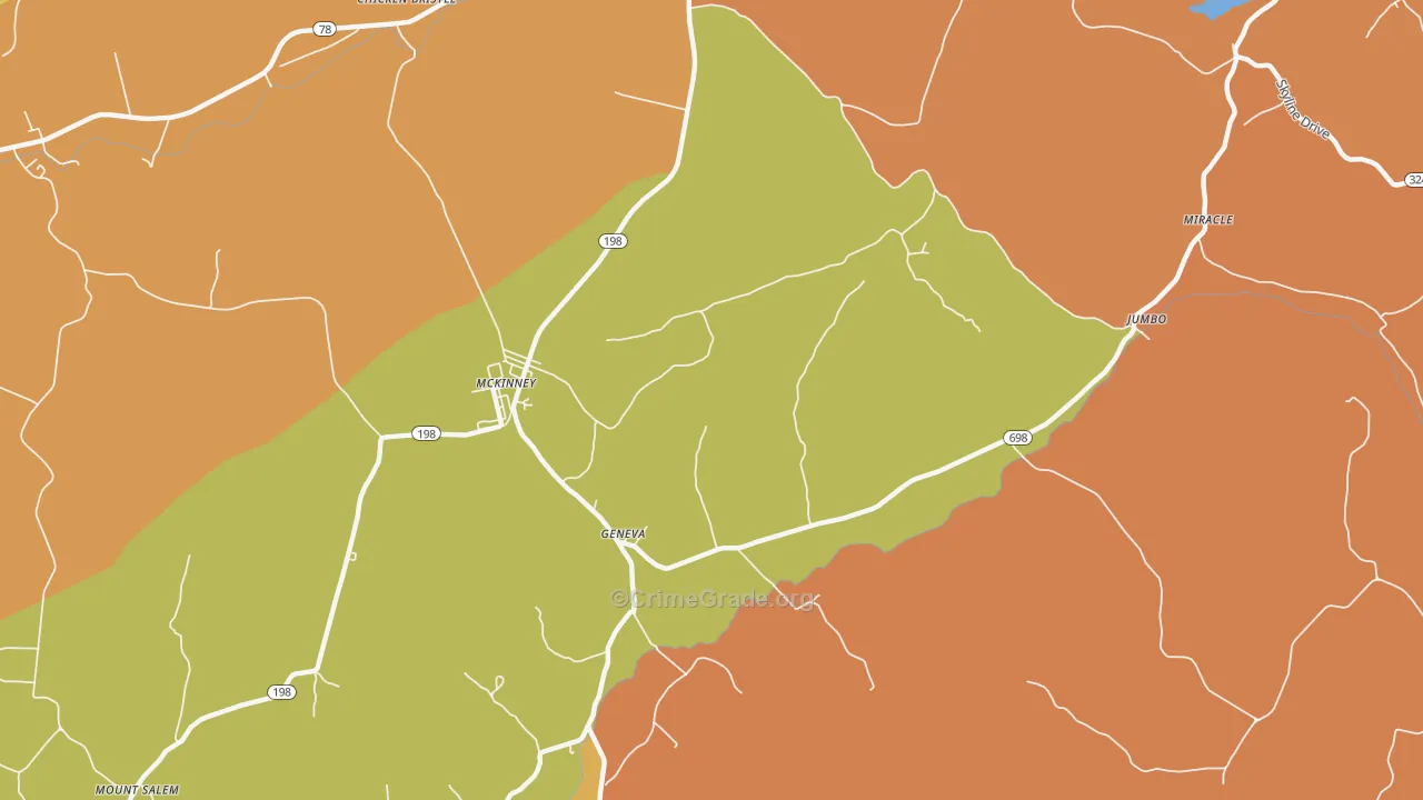 McKinney, KY Map of Burglary Rates
