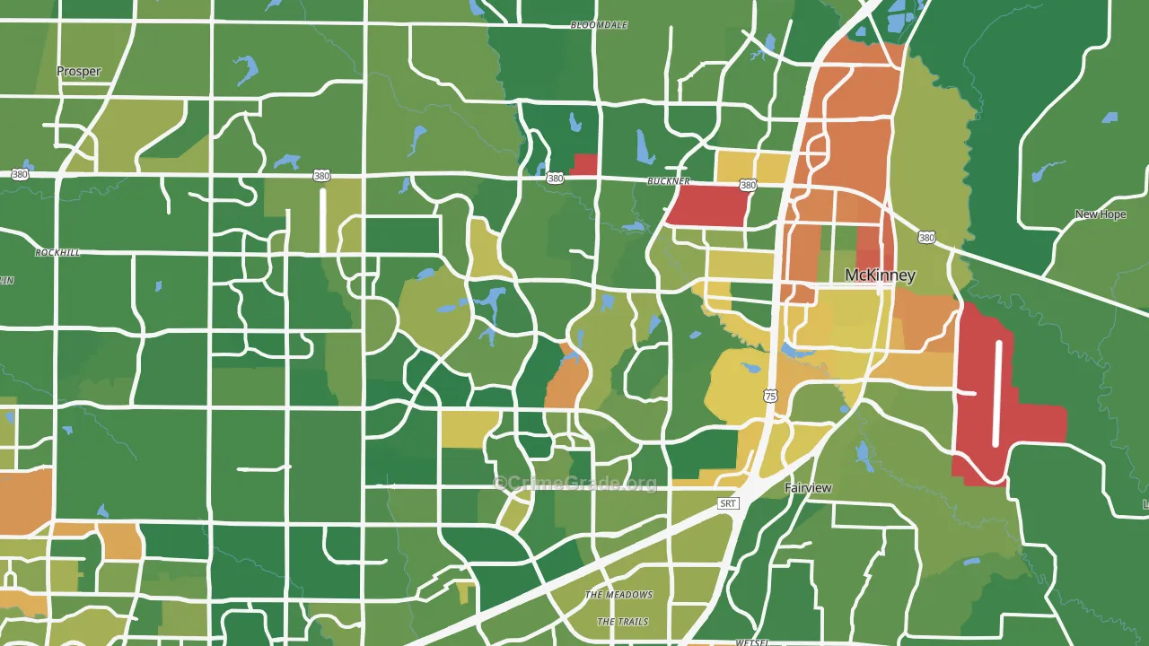 McKinney, TX Map of Burglary Rates
