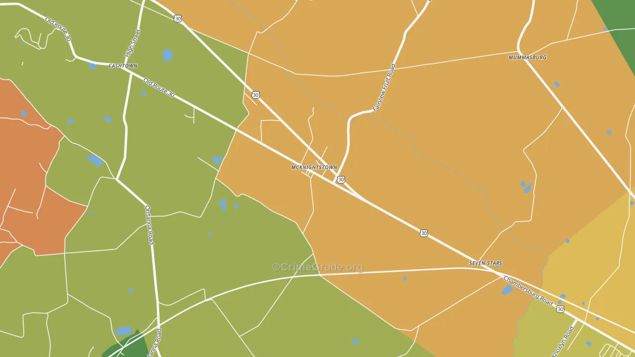 McKnightstown, PA Map of Burglary Rates