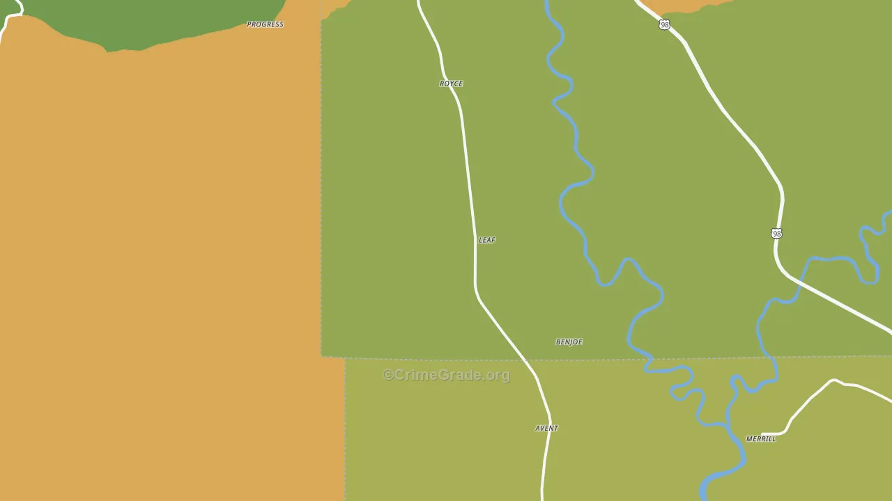 McLain, MS Map of Burglary Rates