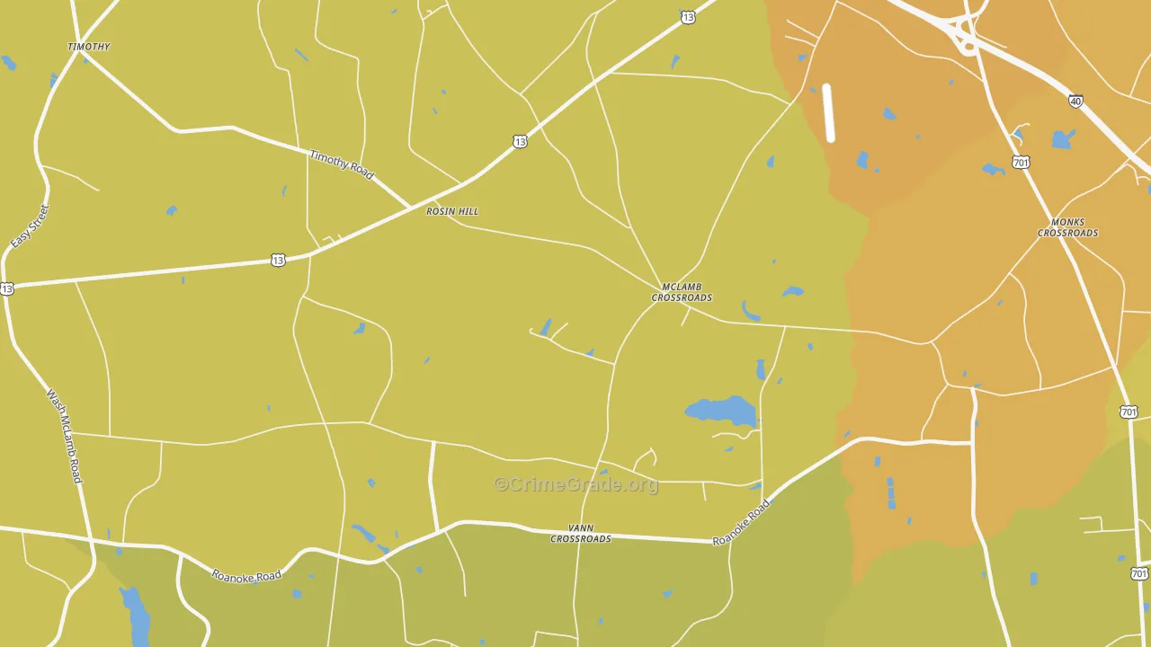 McLamb Crossroads, NC Map of Burglary Rates