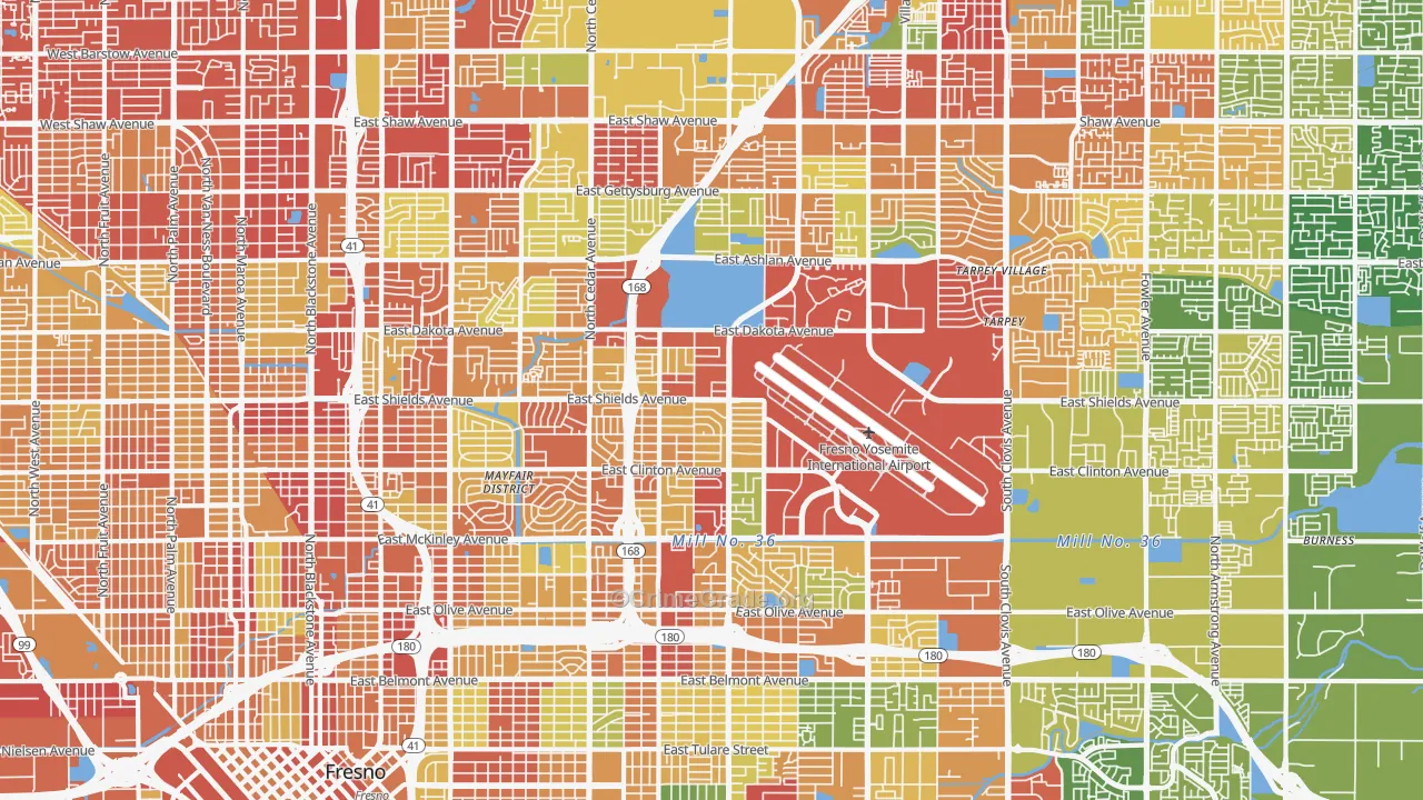 McLane, Fresno, CA Map of Burglary Rates