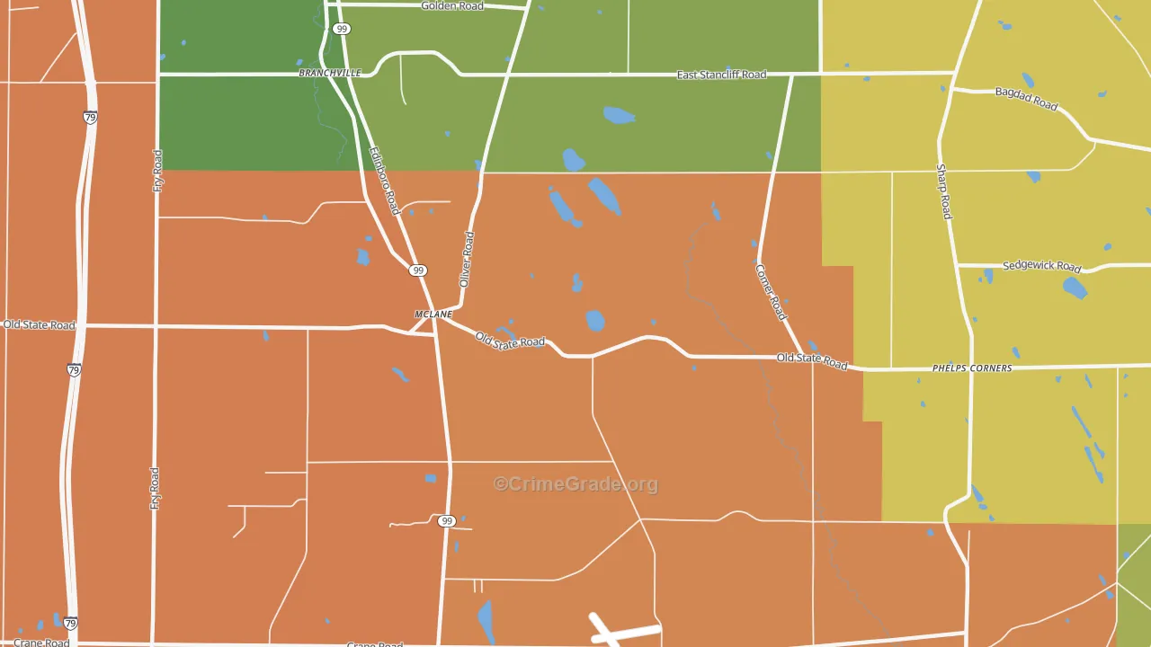 McLane, PA Map of Burglary Rates