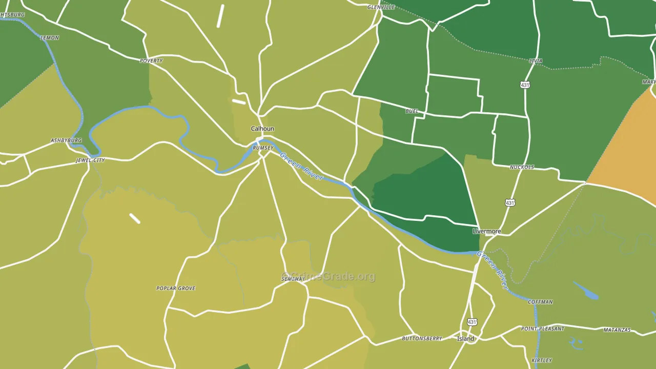 McLean County, KY Map of Burglary Rates