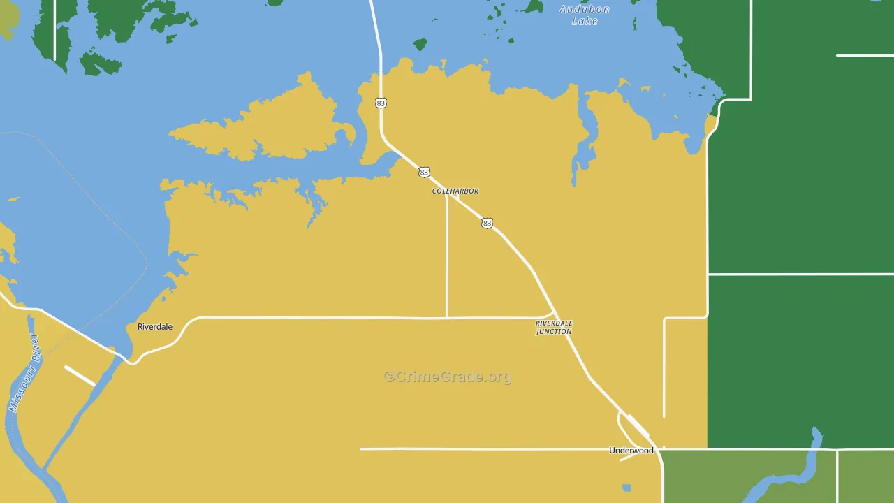 McLean County, ND Map of Burglary Rates