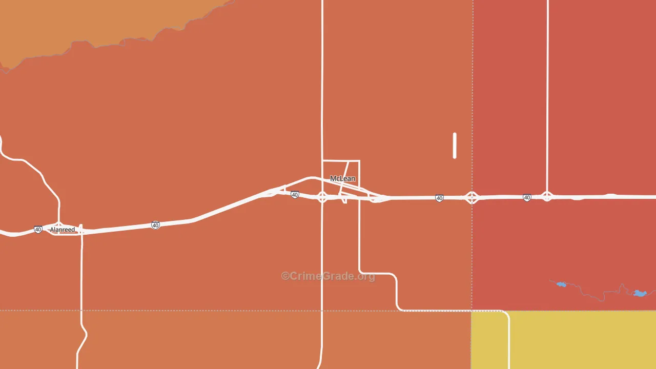 McLean, TX Map of Burglary Rates