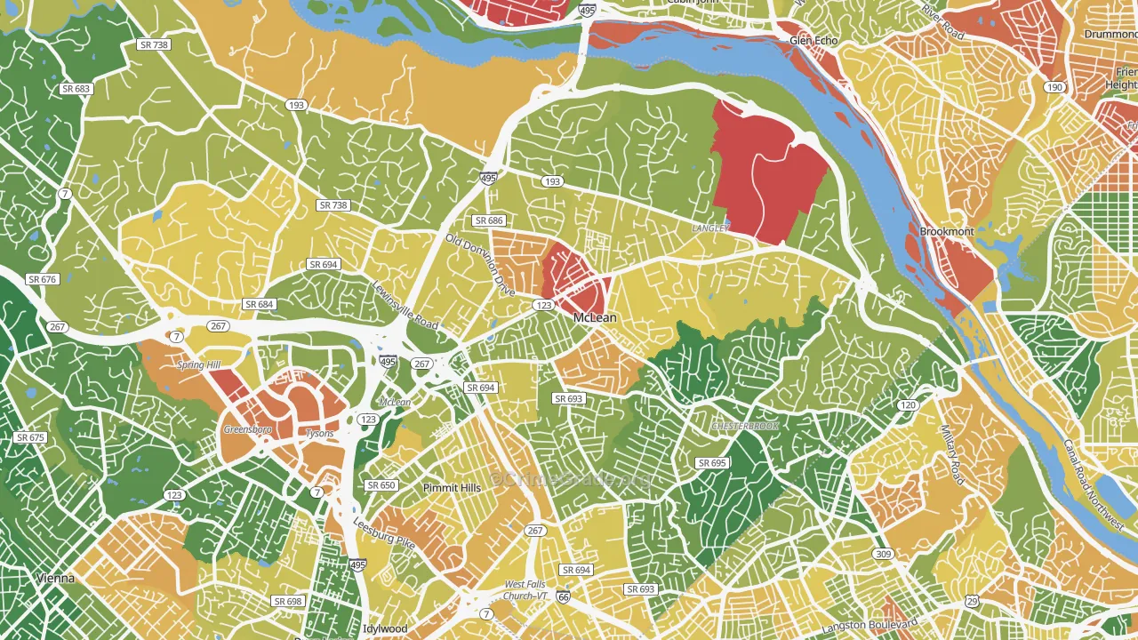 McLean, VA Map of Burglary Rates
