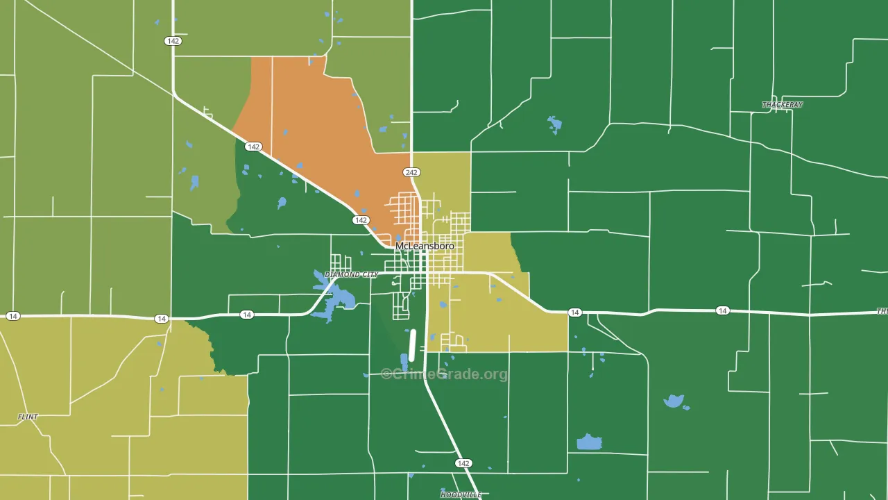 McLeansboro, IL Map of Burglary Rates