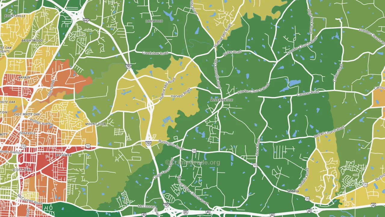 McLeansville, NC Map of Burglary Rates