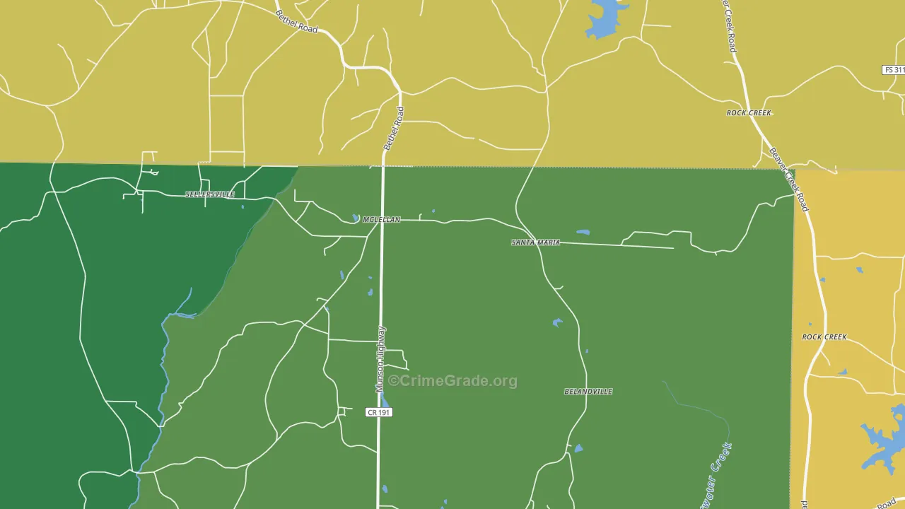 McLellan, FL Map of Burglary Rates
