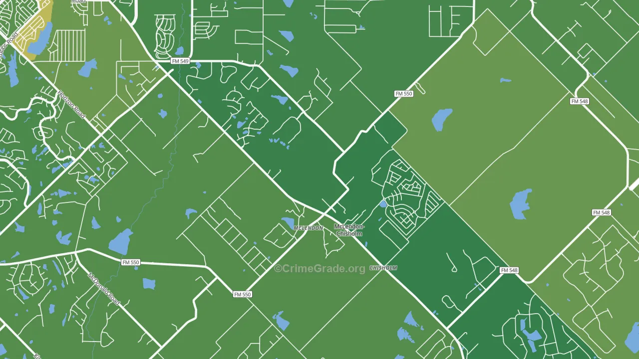 McLendon-Chisholm, TX Map of Burglary Rates