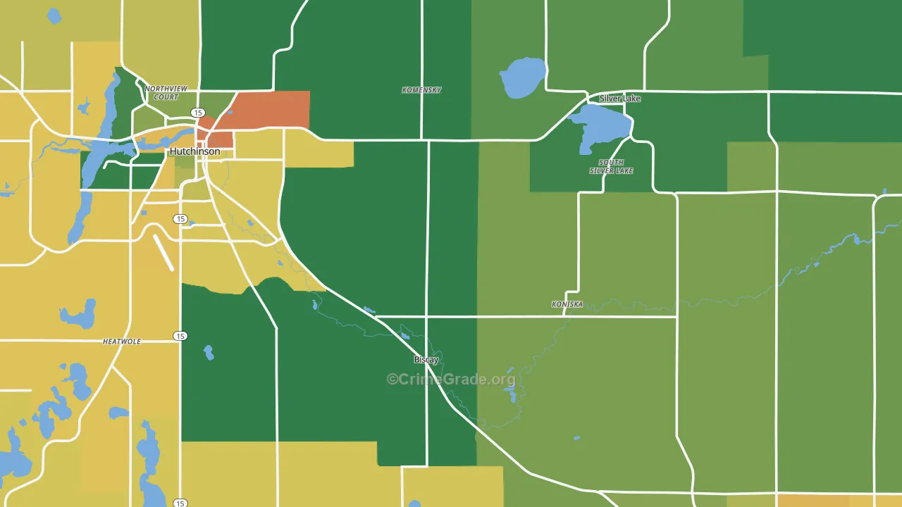 McLeod County, MN Map of Burglary Rates