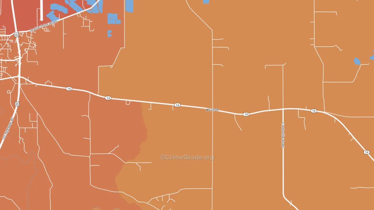 McLeod, MS Map of Burglary Rates