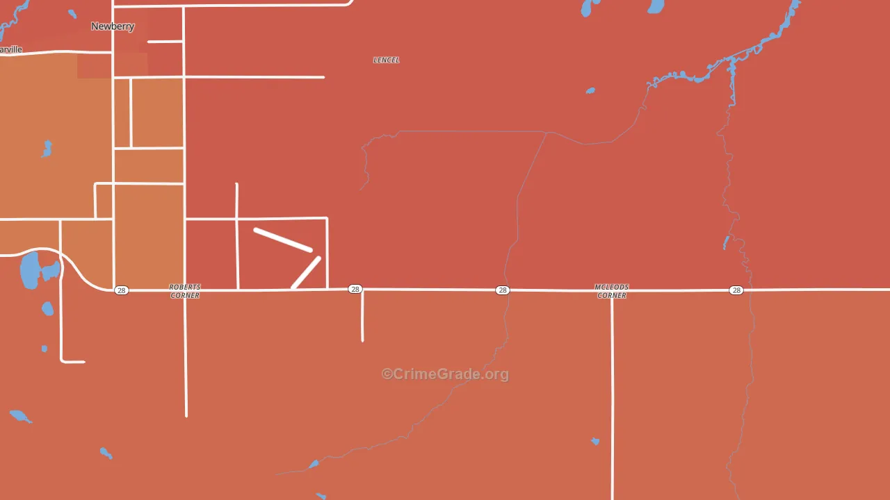 McLeods Corner, MI Map of Burglary Rates