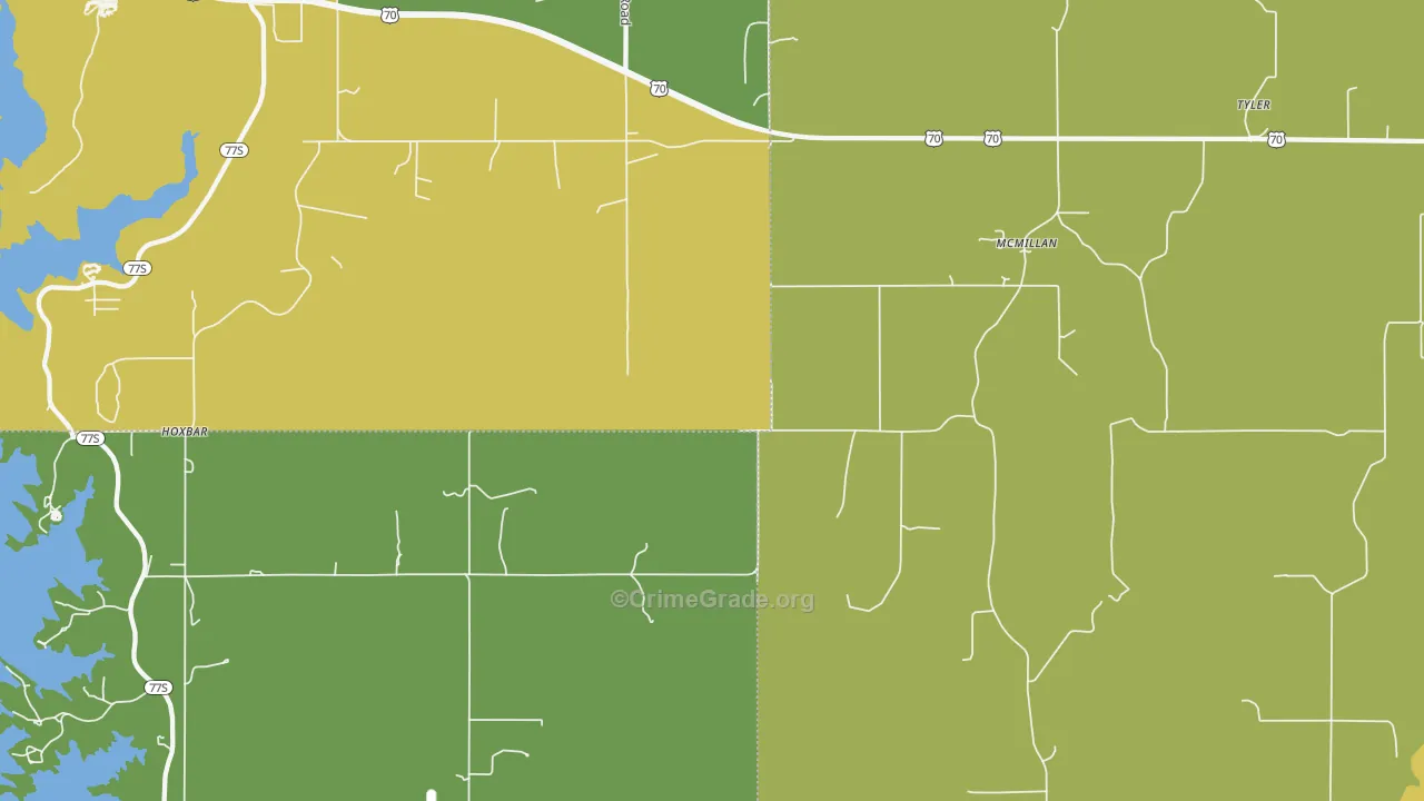 McMillan, OK Map of Burglary Rates