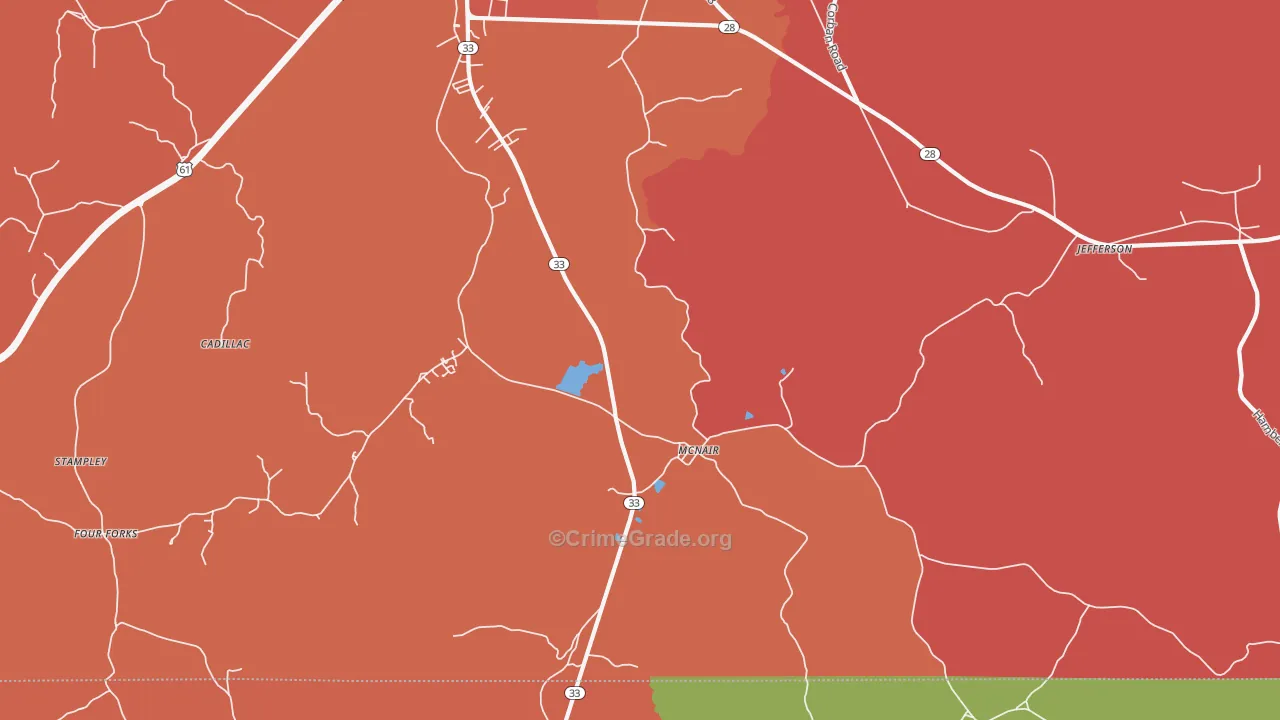 McNair, MS Map of Burglary Rates