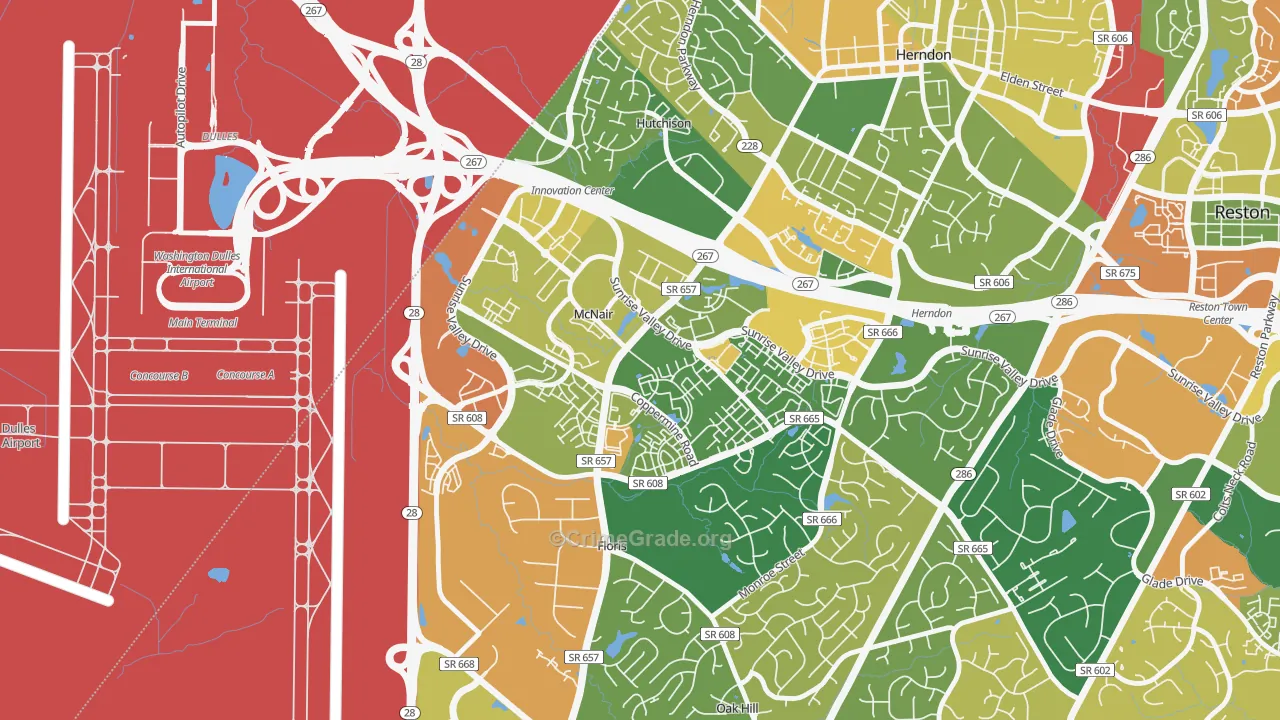 McNair, VA Map of Burglary Rates