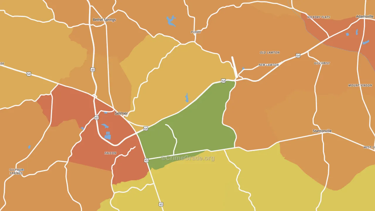 McNairy County, TN Map of Burglary Rates