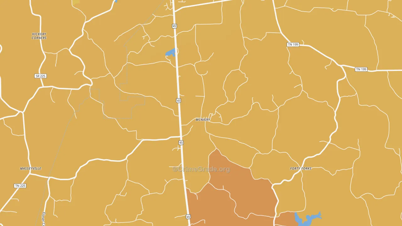 McNairy, TN Map of Burglary Rates