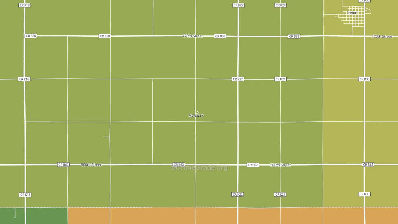 McNally, IA Map of Burglary Rates