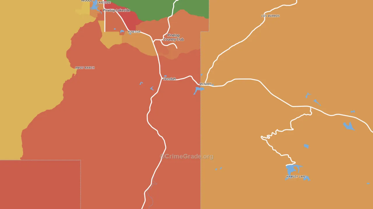 McNary, AZ Map of Burglary Rates