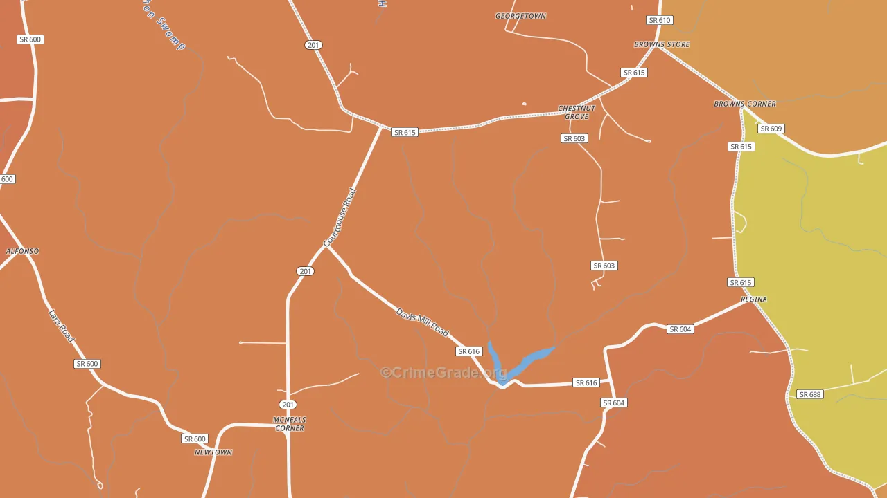 McNeals Corner, VA Map of Burglary Rates