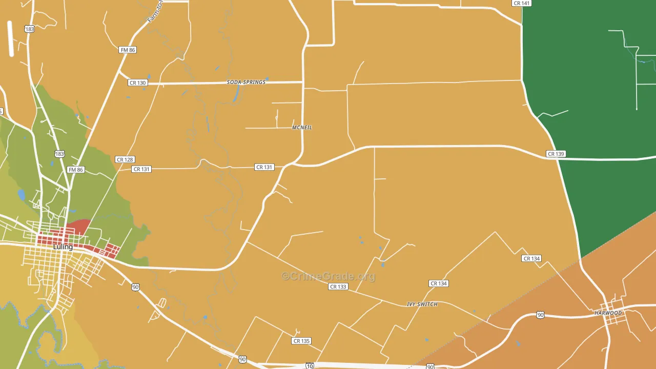 McNeil, TX Map of Burglary Rates