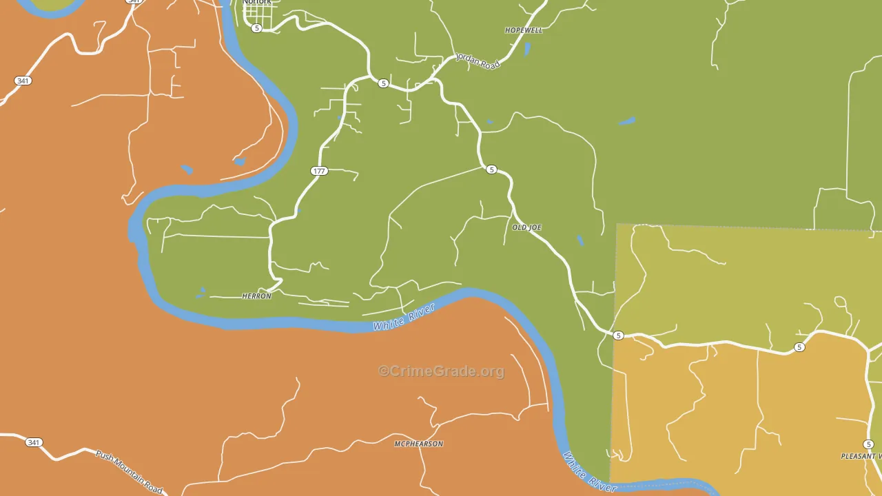 McPhearson, AR Map of Burglary Rates