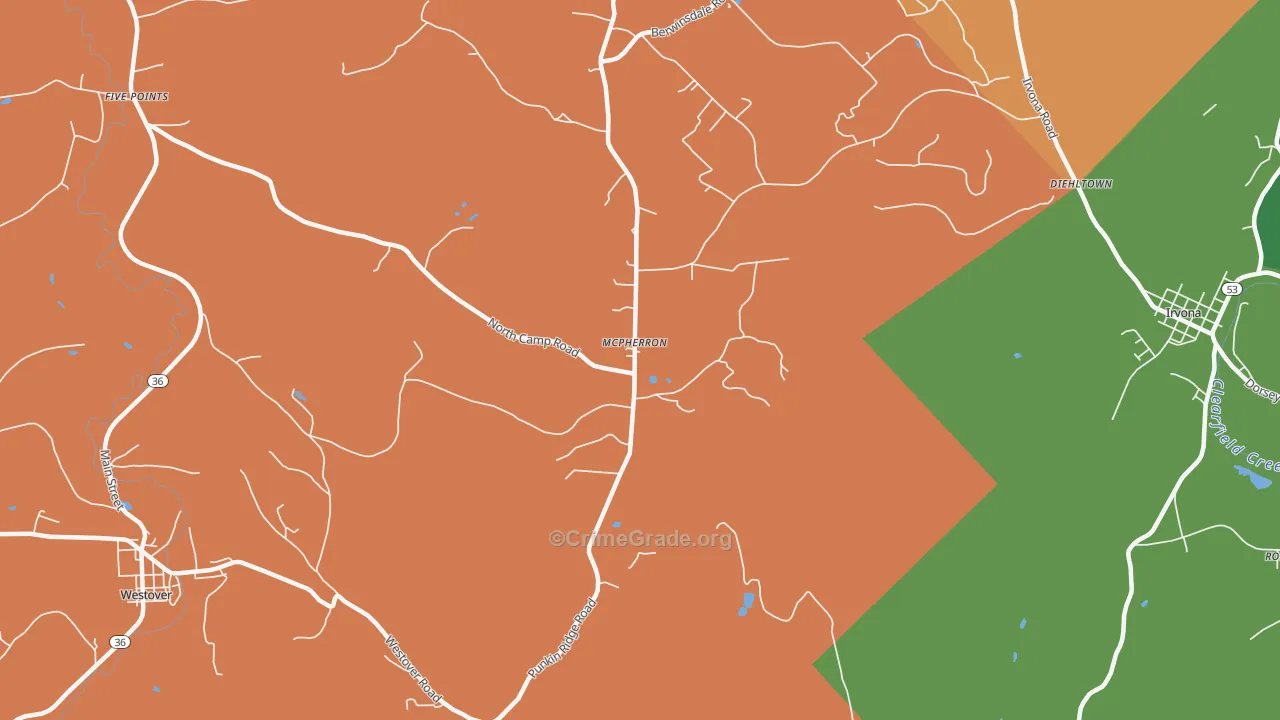 McPherron, PA Map of Burglary Rates