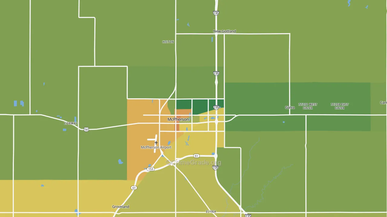 McPherson County, KS Map of Burglary Rates