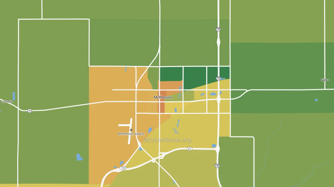 McPherson, KS Map of Burglary Rates