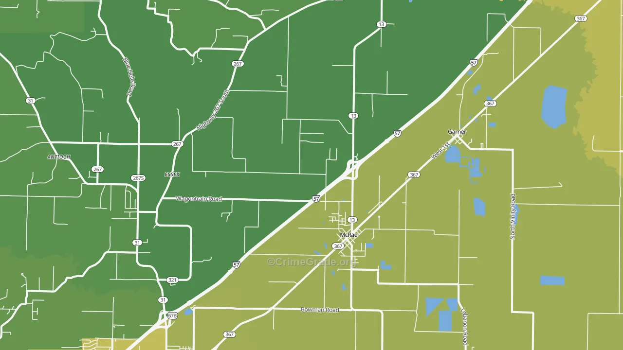 McRae, AR Map of Burglary Rates