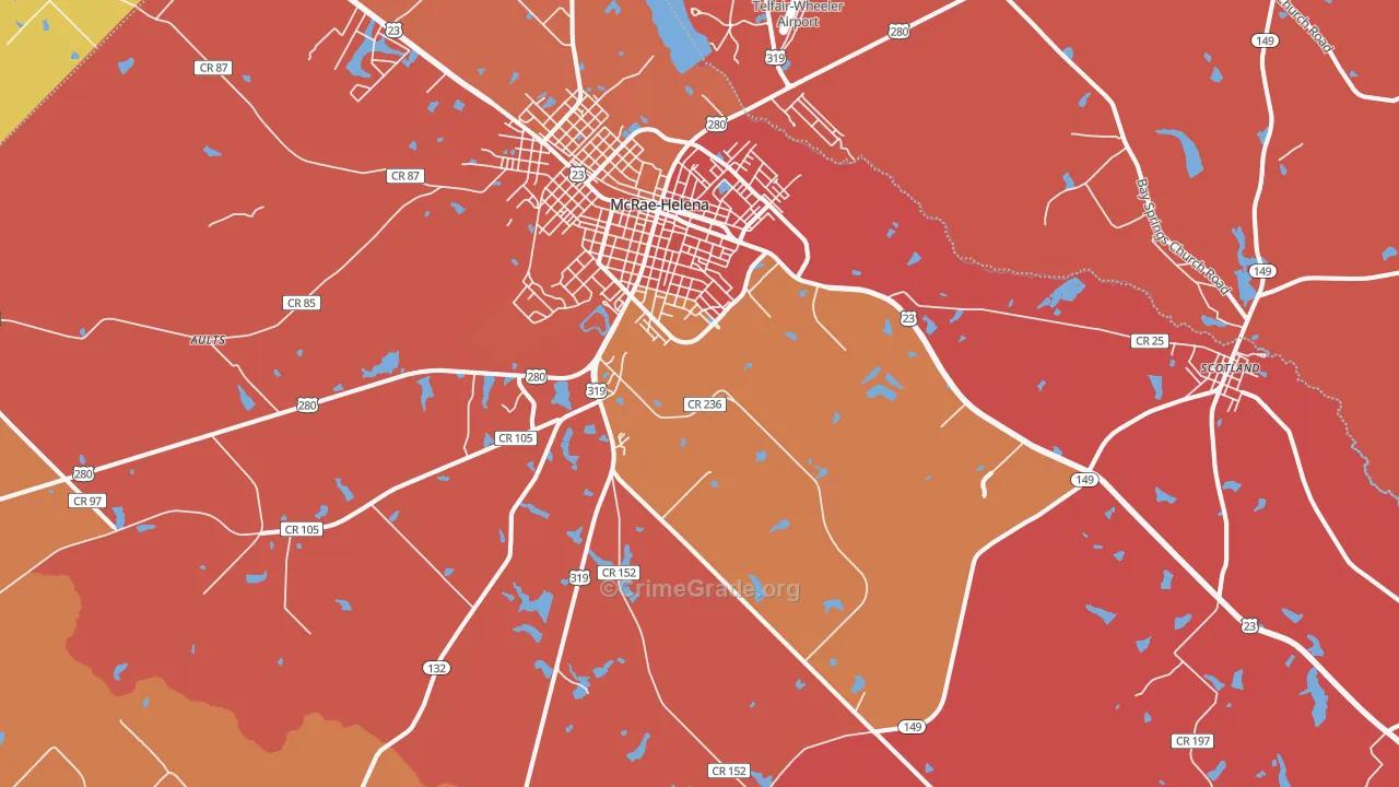 McRae, GA Map of Burglary Rates