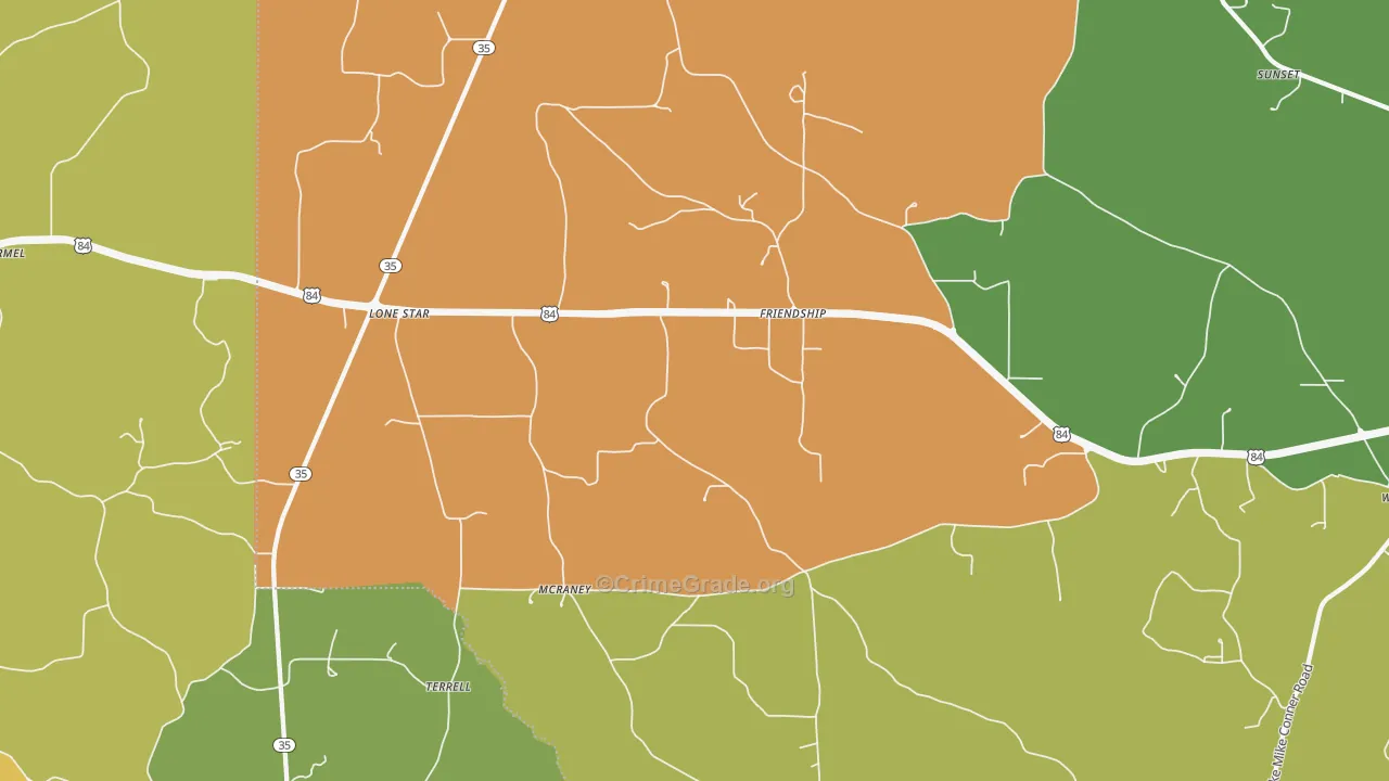 McRaney, MS Map of Burglary Rates