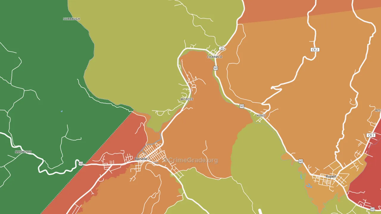 McRoss, WV Map of Burglary Rates