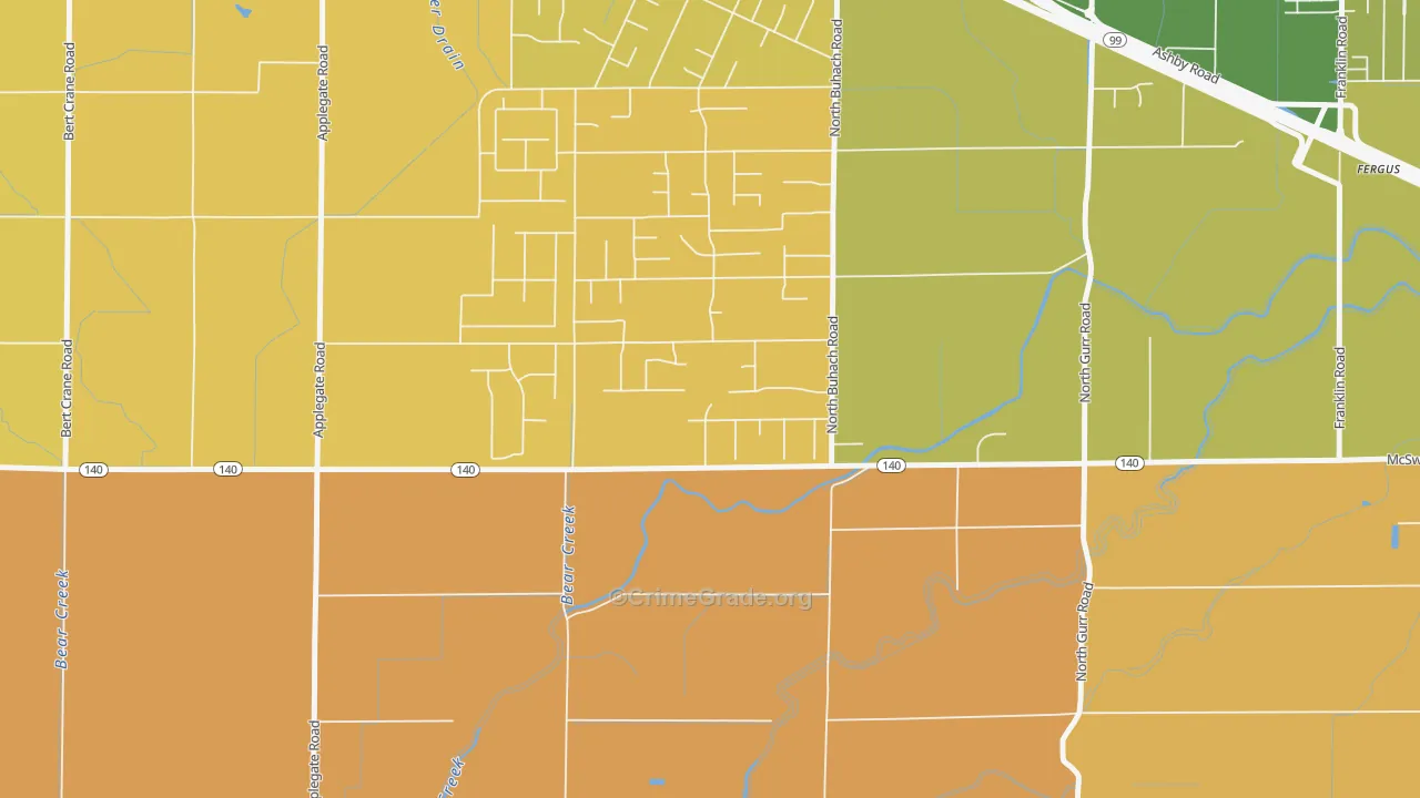 McSwain, CA Map of Burglary Rates