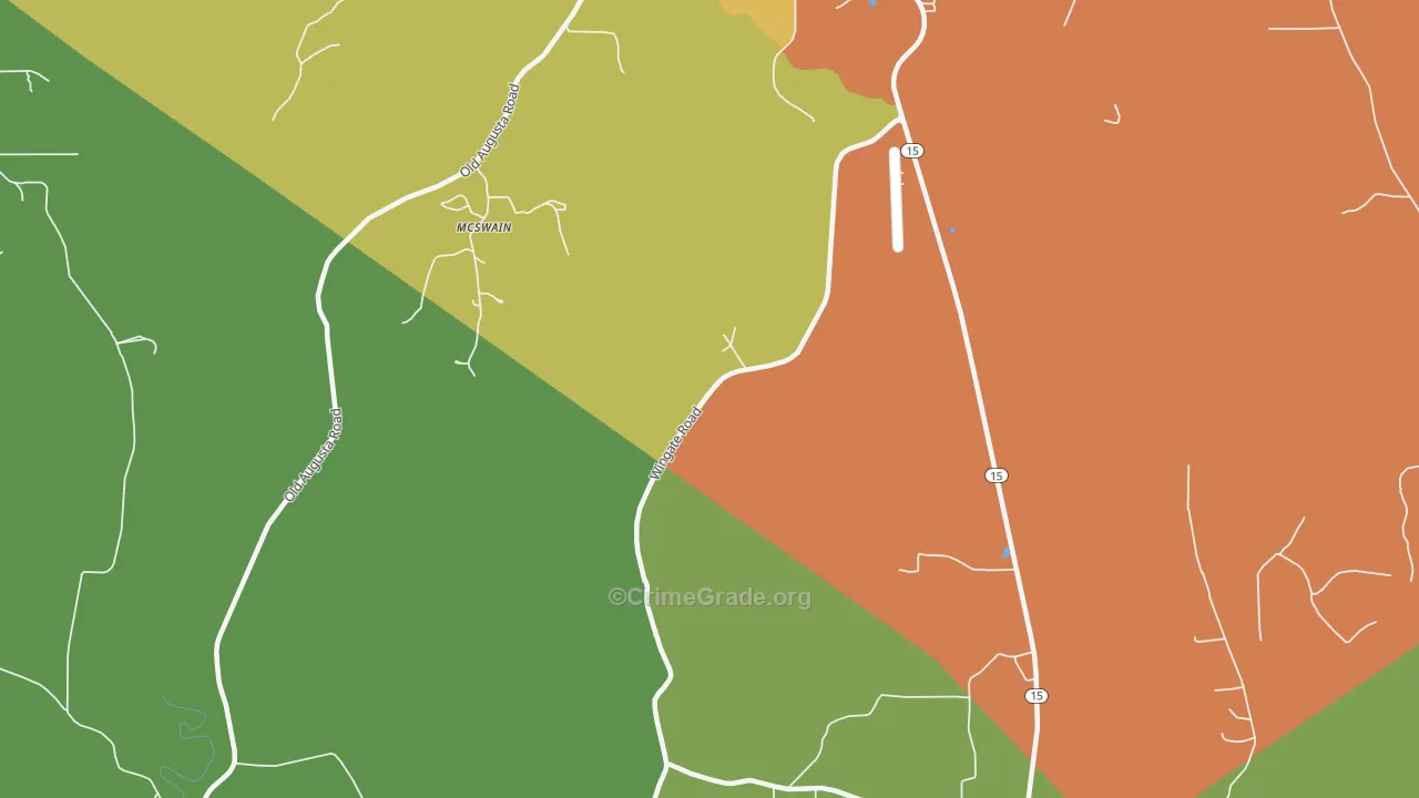 McSwain, MS Map of Burglary Rates