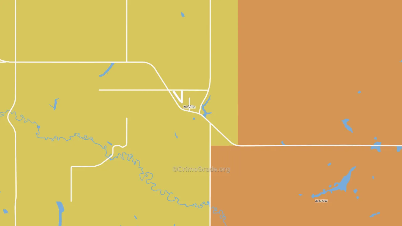 Mcville, ND Map of Burglary Rates