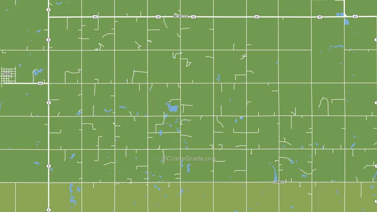 McWillie, OK Map of Burglary Rates