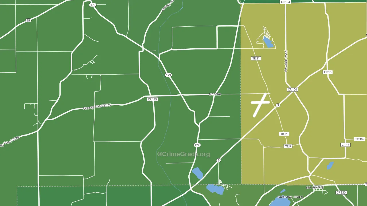 McZena, OH Map of Burglary Rates