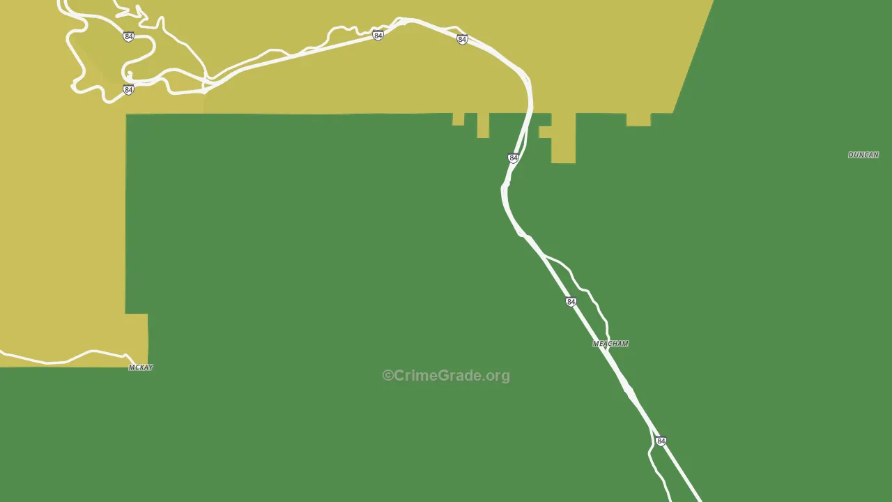 Meacham, OR Map of Burglary Rates