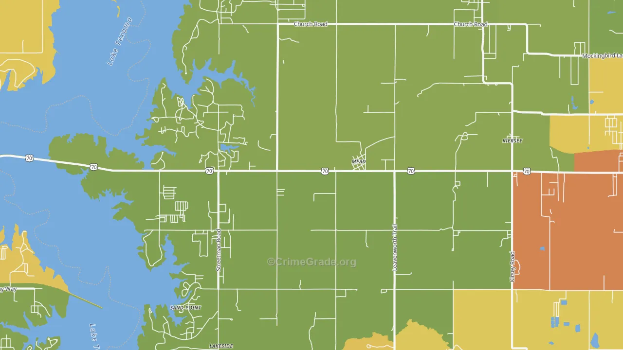 Mead, OK Map of Burglary Rates