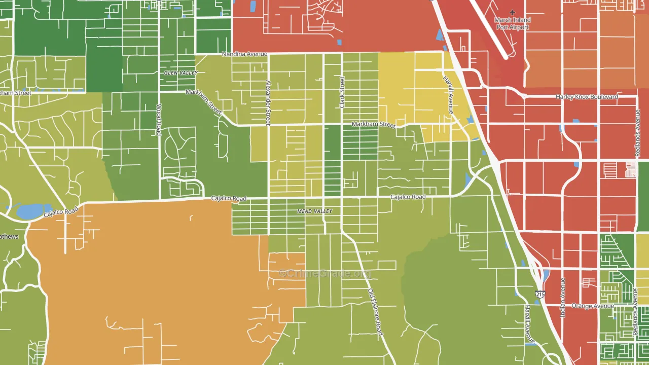 Mead Valley, CA Map of Burglary Rates