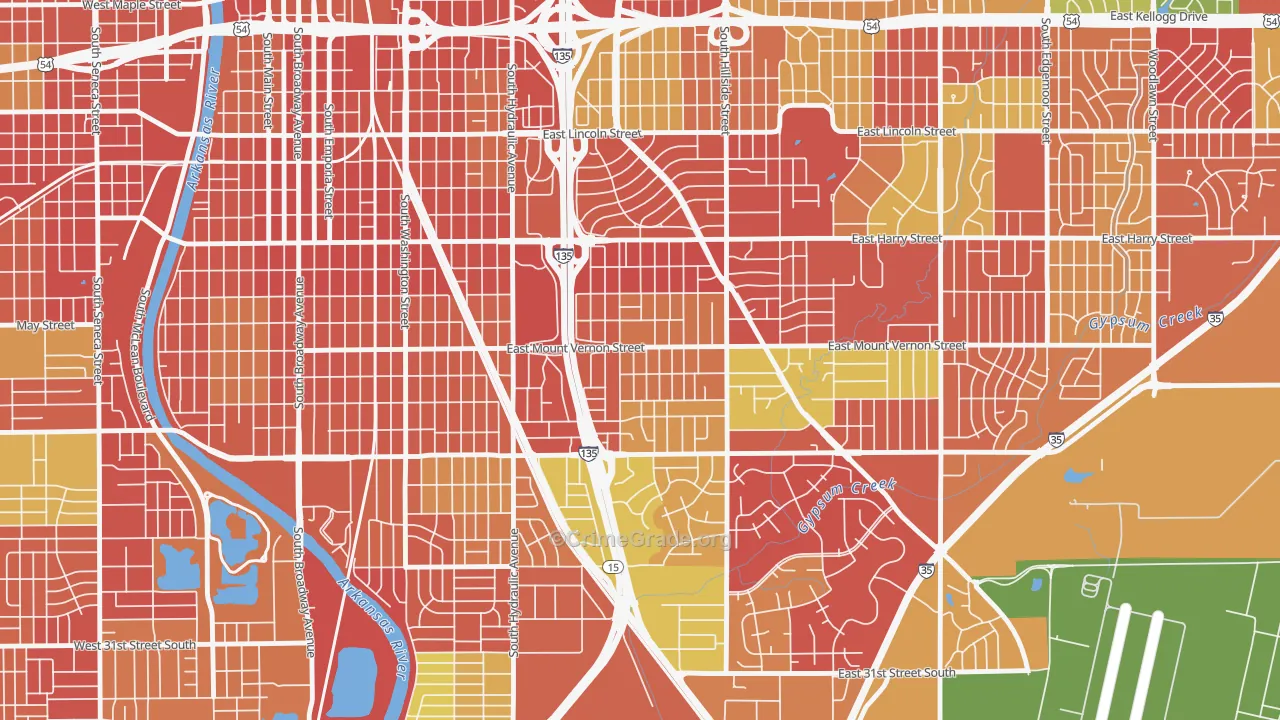 Mead, Wichita, KS Map of Burglary Rates
