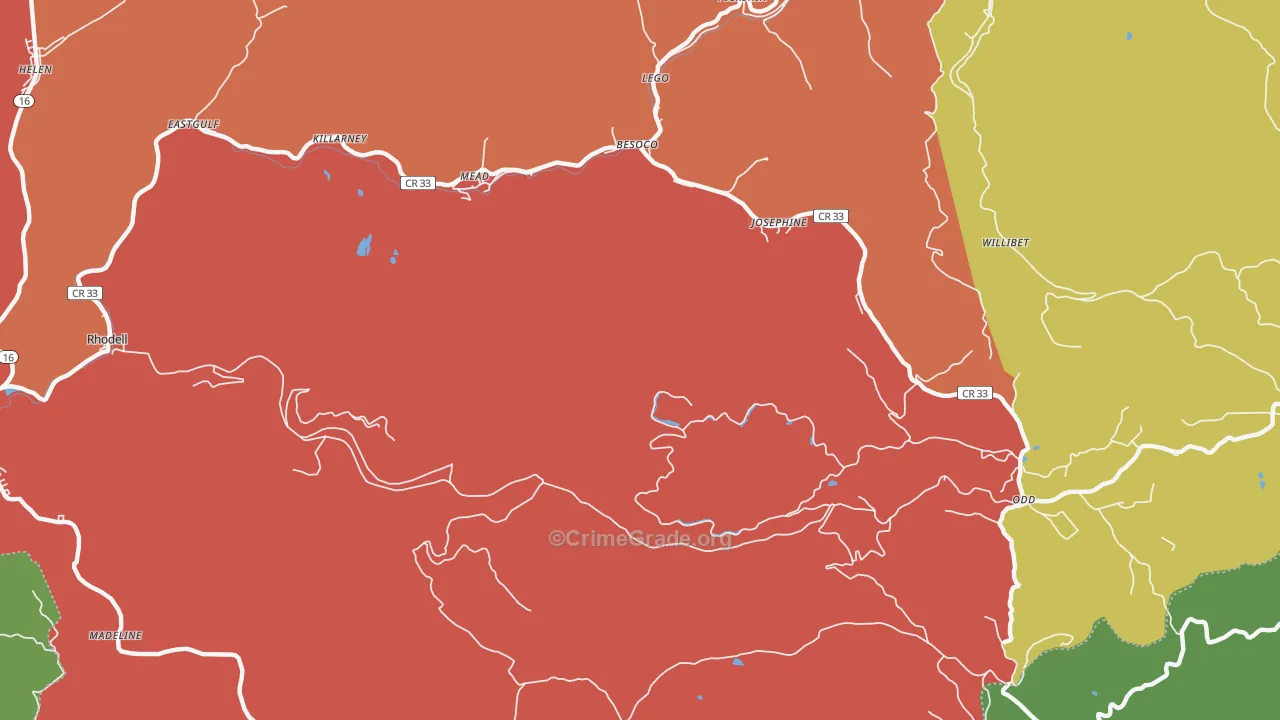 Mead, WV Map of Burglary Rates